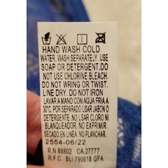 Escante Sexy Strappy Lace Mesh Halter Chemise G-String Set Royal Blue Medium - Picture 6 of 7